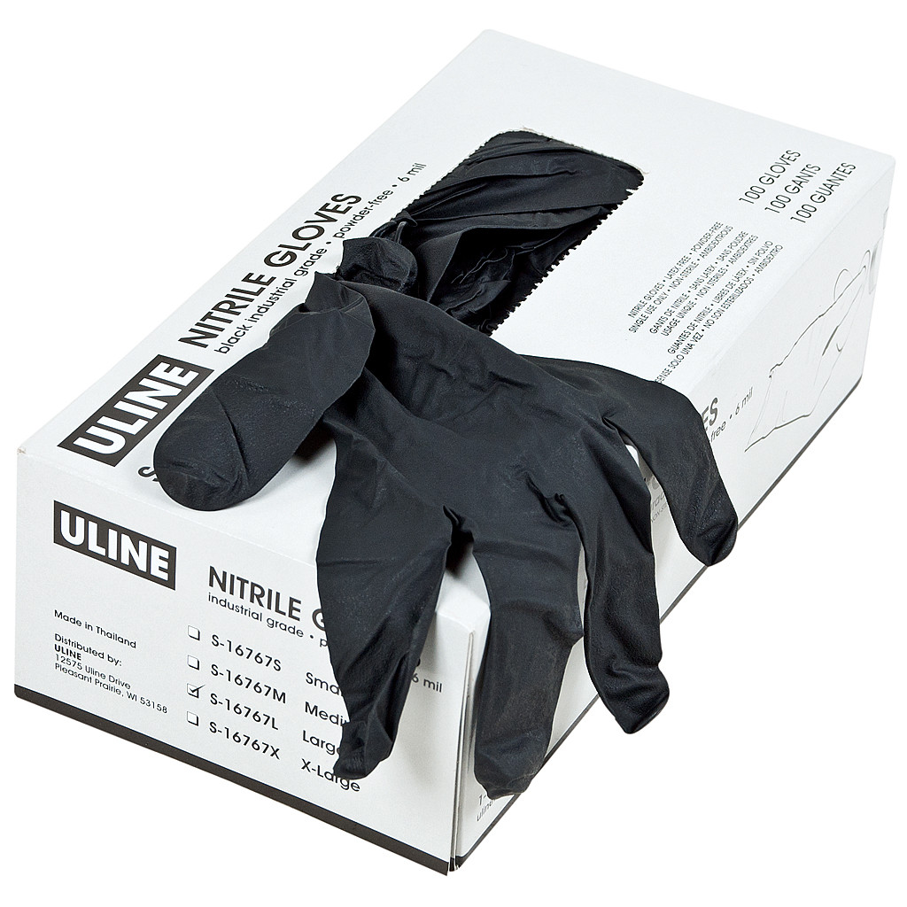 box of black nitrile gloves for graffiti